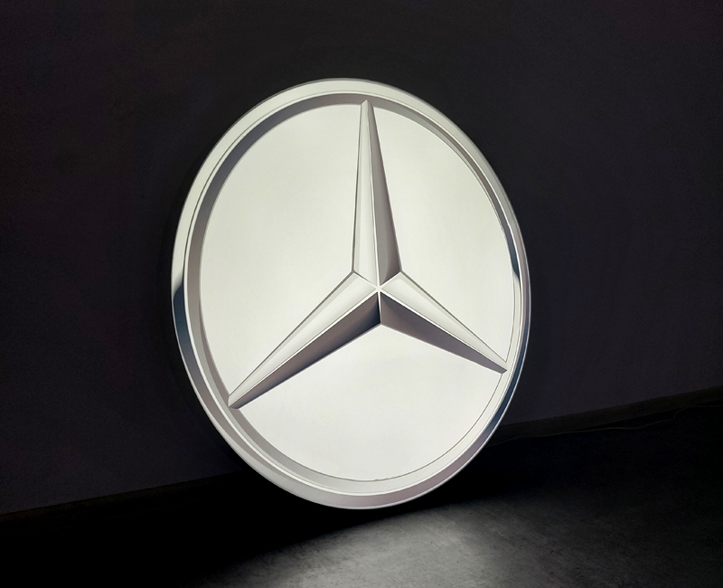 Logo 3D podświetlane led Mercedes okrągłe
