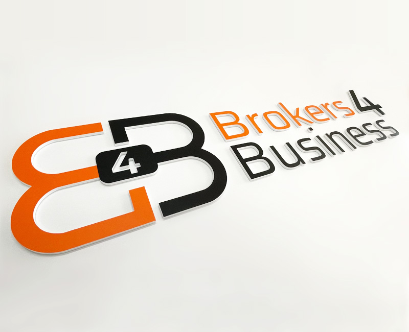 Logo przestrzenne z pleksy Brokers 4 Business logo na ścianę
